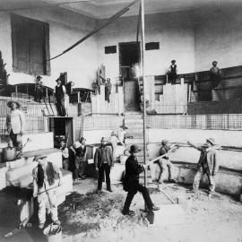 Lecture Room in the new Hospital, University, Leipsic. Monier system seat constructions, walls, stairs, ceilings"