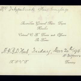 Australian General Base Dept invitation card