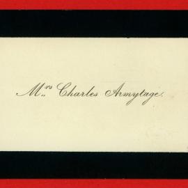 Mrs Armytage black edged calling card