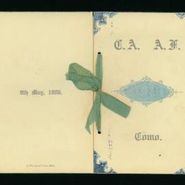Menu card for wedding of Constance Armytage
