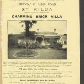 Advertisement for auction," Risdon", 62 Alma Road, St. Kilda