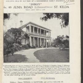 Advertisement for auction, "Shirley", 40 Alma Road, St. Kilda