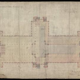 The Melbourne International Exhibition - Part ground plan/ Part first floor plan