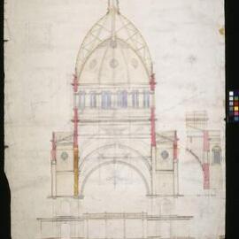 The Melbourne International Exhibition - Amended plan of "The Dome"/ Section thro dome/ Section AB