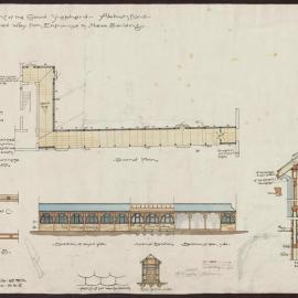 The Convent of the Good Shepherd, Abbotsford - Covered way from entrance to new building - Ground plan/ Elevations/ Cross section [501]