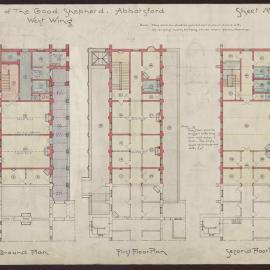 Convent of the Good Shepherd, Abbotsford - West wing/ Ground plan/ First floor plan/ Second floor plan [502]