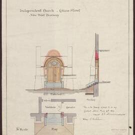 Independent Church Collins St - New west doorway/ Elevation/ Section/ Plan [544]