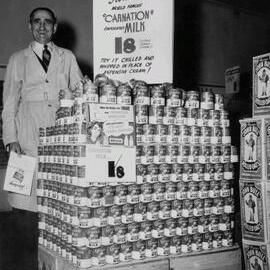 Carnation Evaporated Milk marketing display in a Victorian Crofts Store.
