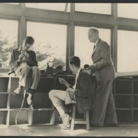 Ludwig Hirschfeld-Mack and two students, Art School, Geelong Grammar School