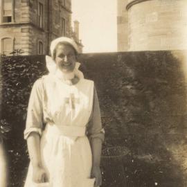 Nurse of the British Red Cross in World War I posing