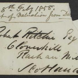[Daniel Ritchie to Robert Ritchie in Cloverhill Scotland, 7 December 1857]