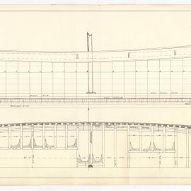 Half Breadth and Sheer Plan of 3 Masted Schooner