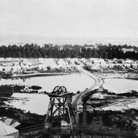 Ballarat East and mining buildings from Black Hill.