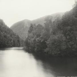 A view of the King River and mountains in Tasmania.