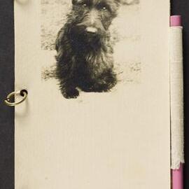 Bridge scorecard holder with Scottish Terrior dog