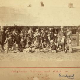 Hunting party outside original homestead Ramahyuck Mission Station