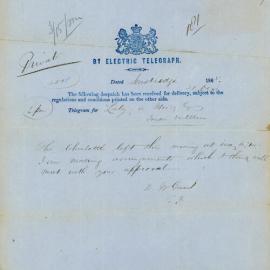 Telegram from D.W. Gosset to Lesley A. Moody