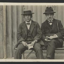 Alan Rowland Chisholm and friend on bench