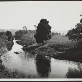 River scene with row boat