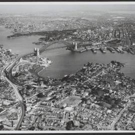 Aerial view of Sydney Harbour and Harbour Bridge, NSW