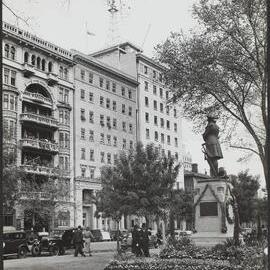 North Terrace Adelaide, with Captain Matthew Flinders statue in the foreground.