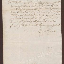 Letter to 'Cozen' Richard Meyler, Ballance Street, Bristol, from Corne[liu]s Davies, Haverfordwest [Wales]