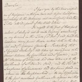 Letter to Henry Bright, Bristol, from William Cleaveland, Haverfordwest. Re: Concerning the Mahogany cast up on the coast and the title and disposal of the Wood estate