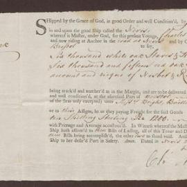 Shipping notice Nevis to Bright Baillie & Bright, Bristol, by J. Richardson