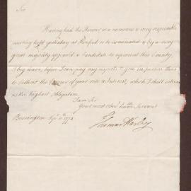 Letter to Henry Bright Esq., Bristol, from Thomas Harley, Berrington