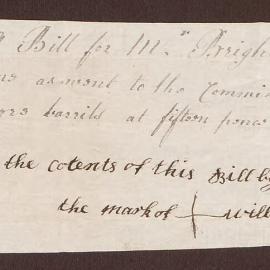 Bill and receipt, to M. Bright, for lime sent to 'Commins' [Property] by William Allen