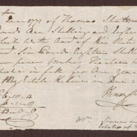 Receipt to Henry Bright from Thomas Shuter