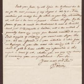 Letter to Henry Bright Esq., Merch[an]t, in Bristol, from James Tolein, Salisbury