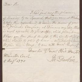 Letter to Henry Bright Esq., at Malvern, from John Durbin [Mairston or Mainston] Court