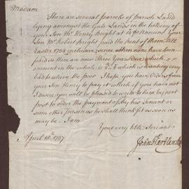 Letter to Mrs. Bright at Flapgate from John Hartland