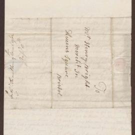 Letter to 'Mr. Henry Bright, Mercht. in Queen's Square, Bristol from C[ath.] Hamilton, Bath.