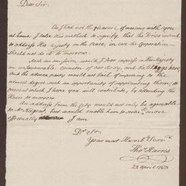 Letter to 'Dear Sir' from Tho[ma]s Harris