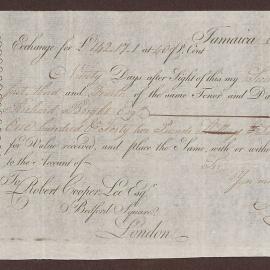 Bill of exchange from Robert Cooper Lee to Richard Bright