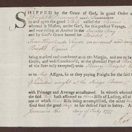 Shipping details for four hogshead of sugar from Duncomb, Savage & Co. to Henry Bright
