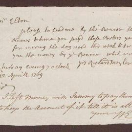 Note to Mr. Elton from Richard Meyler and Mr. Elton's reply