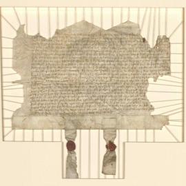 Arbitration Dispute [Fire damaged]. Dated 22nd January, 23rd year of the reign of Henry VIII, [1532]. Arbitration concerning a parcel of land...