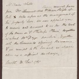 Copy of the Appointment of Charles Whittle to be the collector of Rents on St Philip Plains