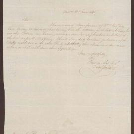 Letter to James C. Pownall Esq., Sa[vann]a La Mar from E. Smith, West[morelan]d