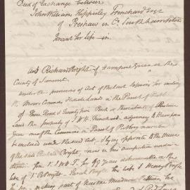 Deed of Exchange between John William H. Prenchard and Richard Bright