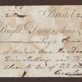 Cheque to Henry Bright from Estate of Allen Bright