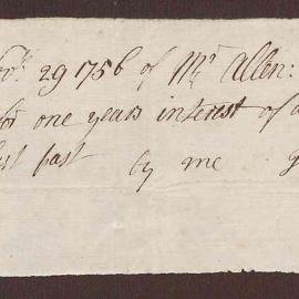 Receipt for payment of interest by Allen Bright to Henry Jones