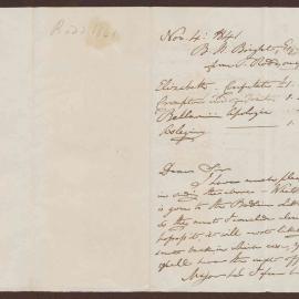 Letter to B[enjamin] H[eywood] Bright Esq. from Mr. Thomas Rodd, bookseller, London