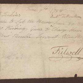 Note to [J]enkins, Smith on Key, Bristol from D[octor] Fulwell