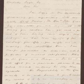 Letter to Lowbridge Bright from David Duncomb, Kingston, Jamaica