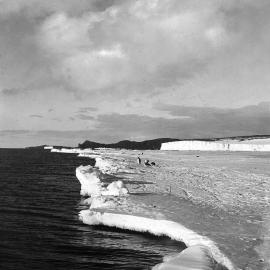 The ice foot, looking to Cape Royds, from the Terra Nova