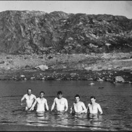 Bathing party at lake